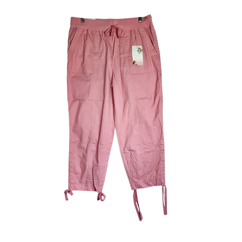 Palm Rio NWT Medium Pink Capri Pants Drawstring Stretch Cotton Casual Travel